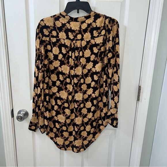 Free People Mia Floral Tie Neck Tunic Top w Long Sleeves & flowy Relaxed fit- XS - Picture 9 of 14